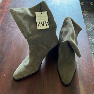 Zara leather heeled boots